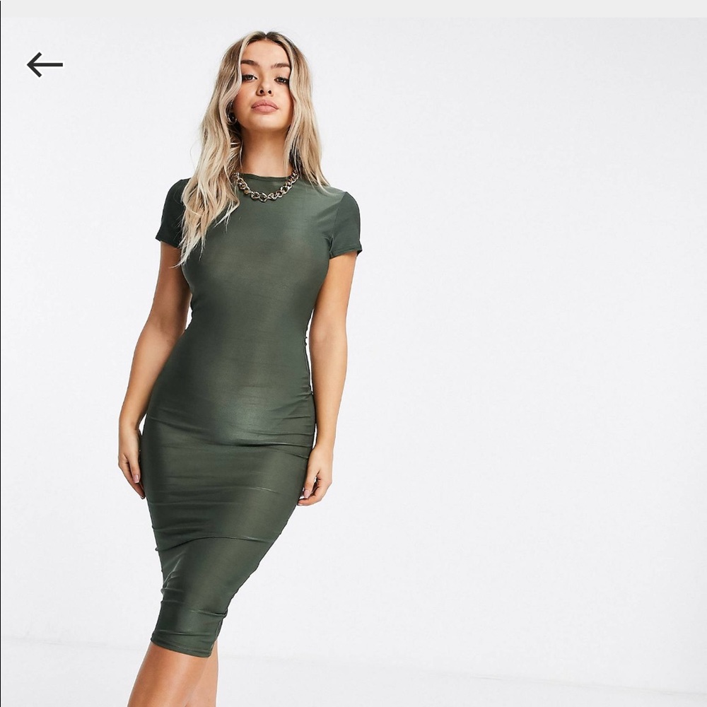 Bodycon khaki midi dress
